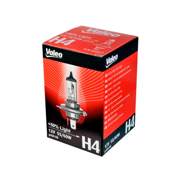 Лампа "VALEO" 32511 H4 галоген 12V+50% Light+50% света