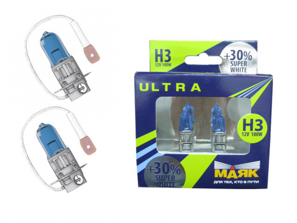 Лампа МАЯК-Ультра H3 12V/55W Pk22 s Super White+30%(82320SW)