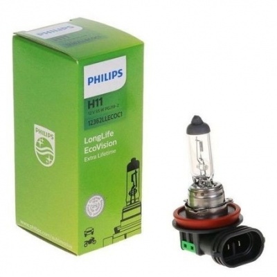 Лампа 12362LLECO H11 (55) PGJ19-2 Long Life Eco Vision 12V /1/10  PHILIPS