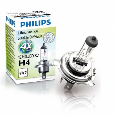 Лампа 12342LLECO H4 (60/55) P43t-38 Long Life Eco Vision 12V /1/10  PHILIPS