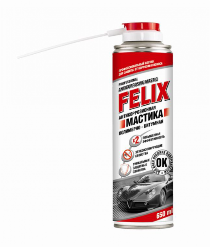 Антикоррозионная мастика полимерно-битумная, аэрозоль 650мл. FELIX