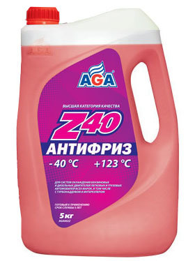 Антифриз AGA-002Z 40 (красный) -40С до +123С 5л / 5.3кг